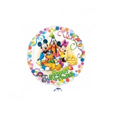 Folieballon Mickey and friends 'Happy Birthday' (zonder helium)